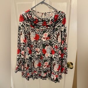 Floral Leopard Ruffled Top